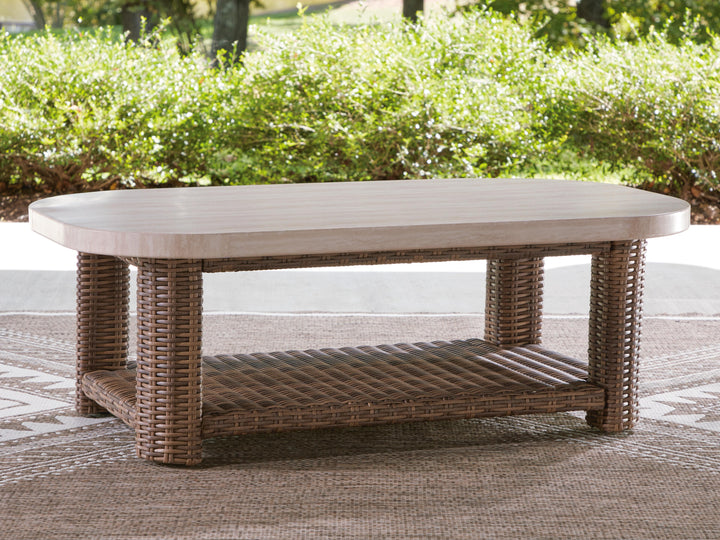 Dolan Creek Outdoor Coffee Table - Beige (6)
