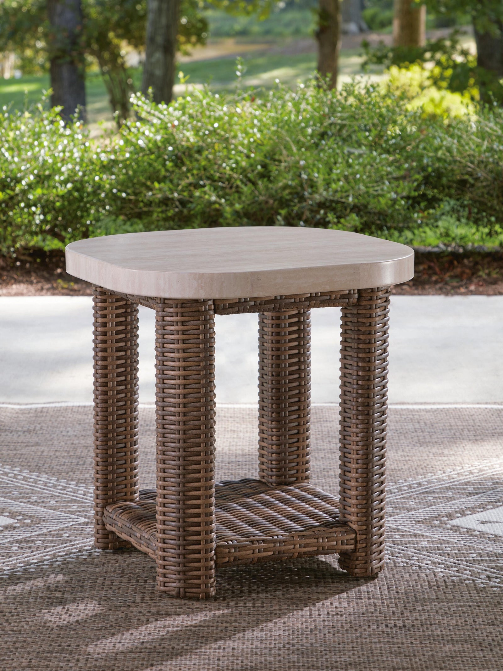 Dolan Creek Outdoor End Table - Dark Brown (2)