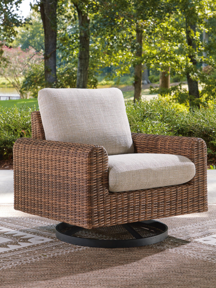 Dolan Creek Outdoor Swivel Lounge Chair with Cushion - Beige (2)