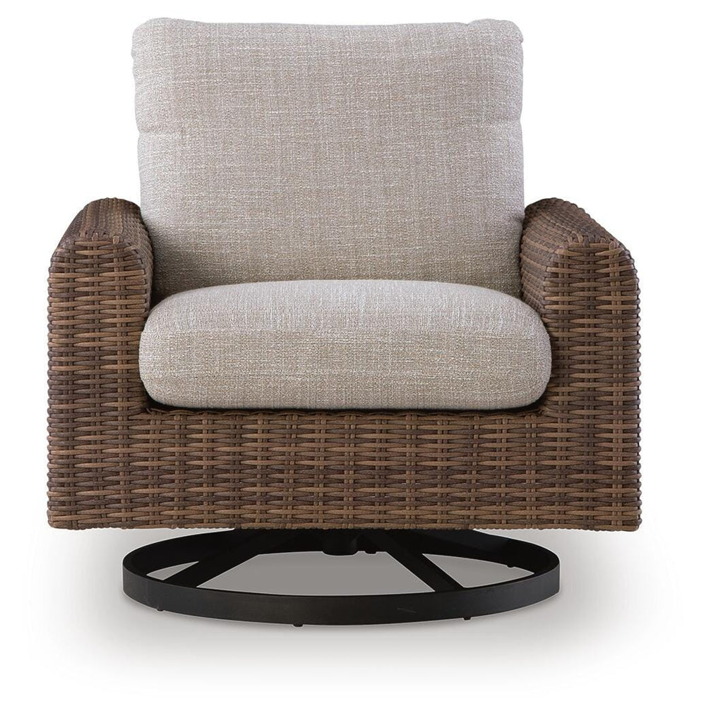 Dolan Creek Outdoor Swivel Lounge Chair with Cushion - Beige (3)