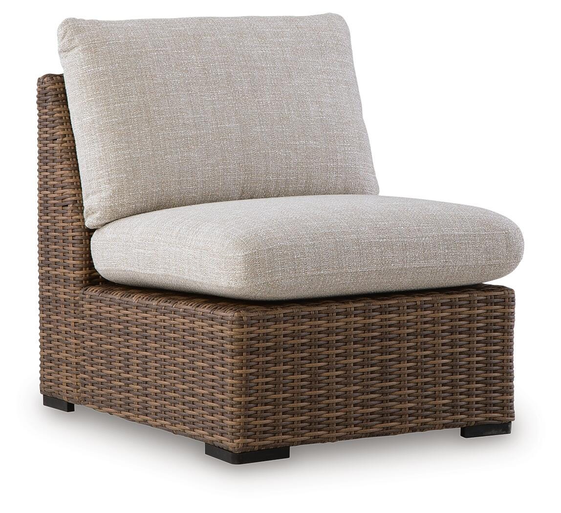 Dolan Creek Outdoor Armless Chair with Cushion - Beige (1)