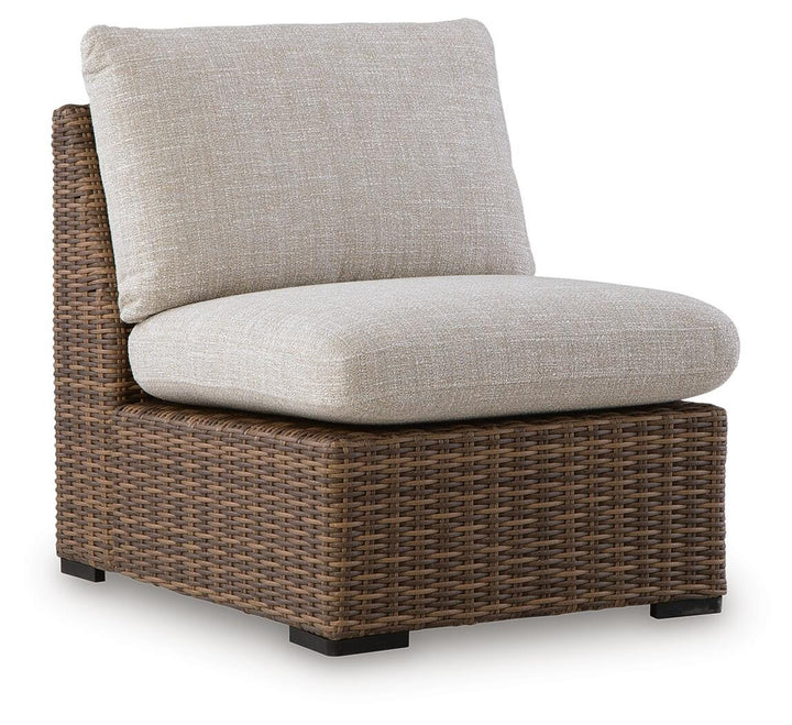 Dolan Creek Outdoor Armless Chair with Cushion - Beige (1)