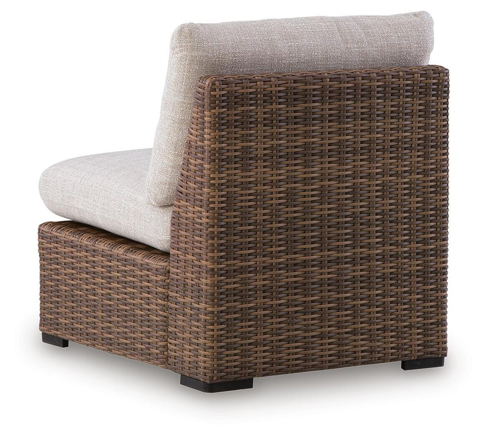 Dolan Creek Outdoor Armless Chair with Cushion - Beige (4)