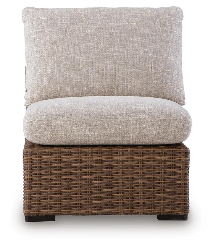 Dolan Creek Outdoor Armless Chair with Cushion - Beige (3)