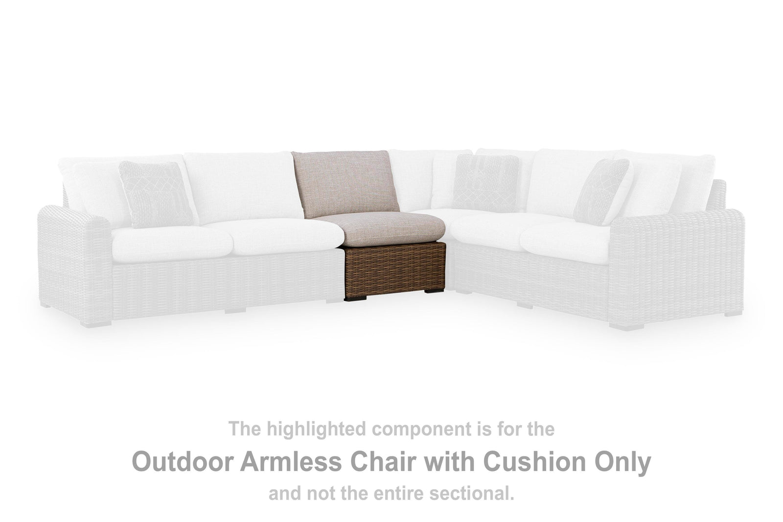 Dolan Creek Outdoor Armless Chair with Cushion - Beige (2)