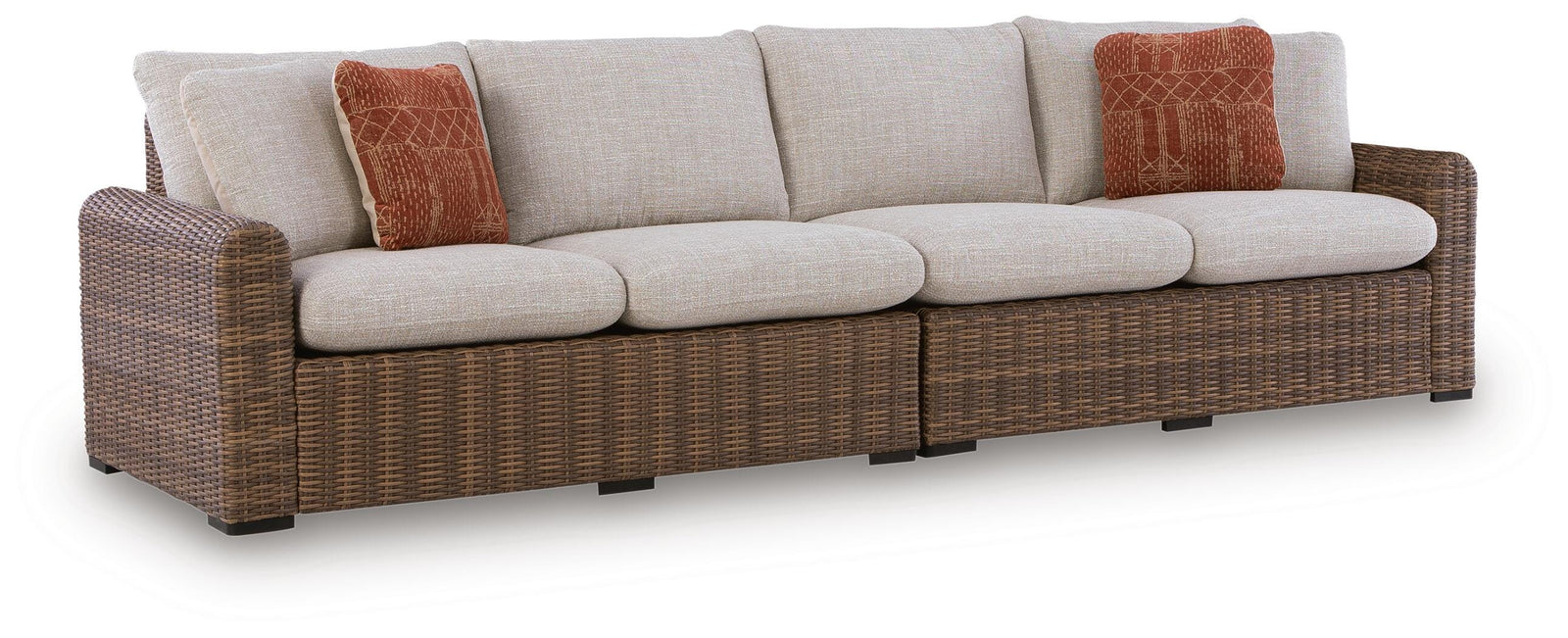 Dolan Creek Outdoor Right and Left-arm Facing Loveseat with Cushion (Set of 2) - Beige (1)