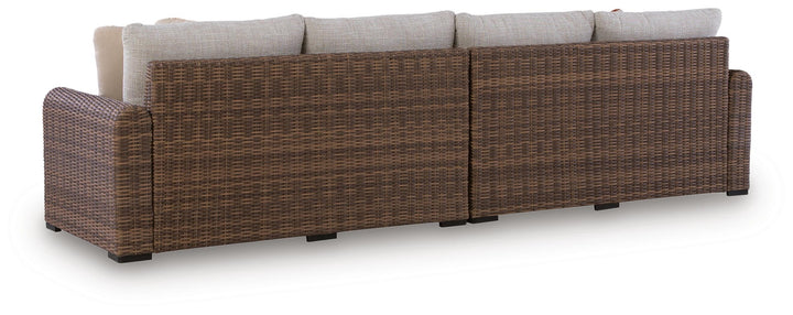 Dolan Creek Outdoor Right and Left-arm Facing Loveseat with Cushion (Set of 2) - Beige (4)