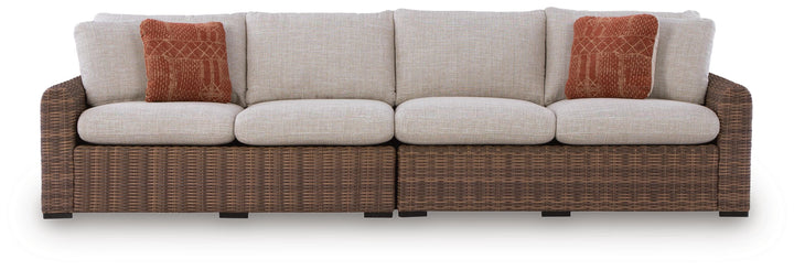 Dolan Creek Outdoor Right and Left-arm Facing Loveseat with Cushion (Set of 2) - Beige (3)