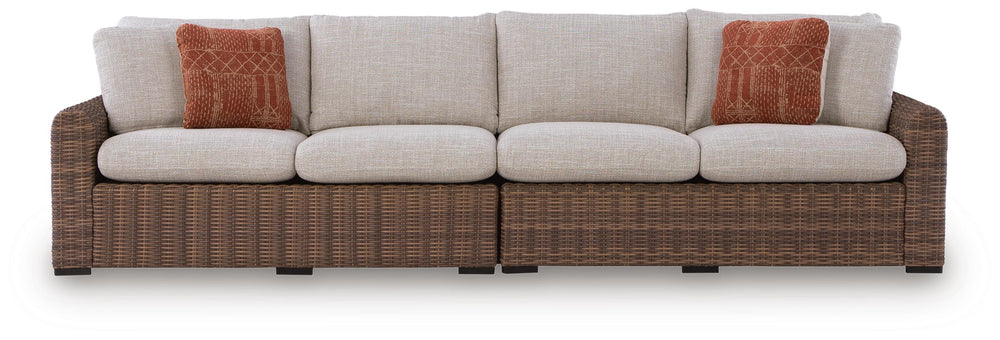 Dolan Creek Outdoor Right and Left-arm Facing Loveseat with Cushion (Set of 2) - Beige (3)