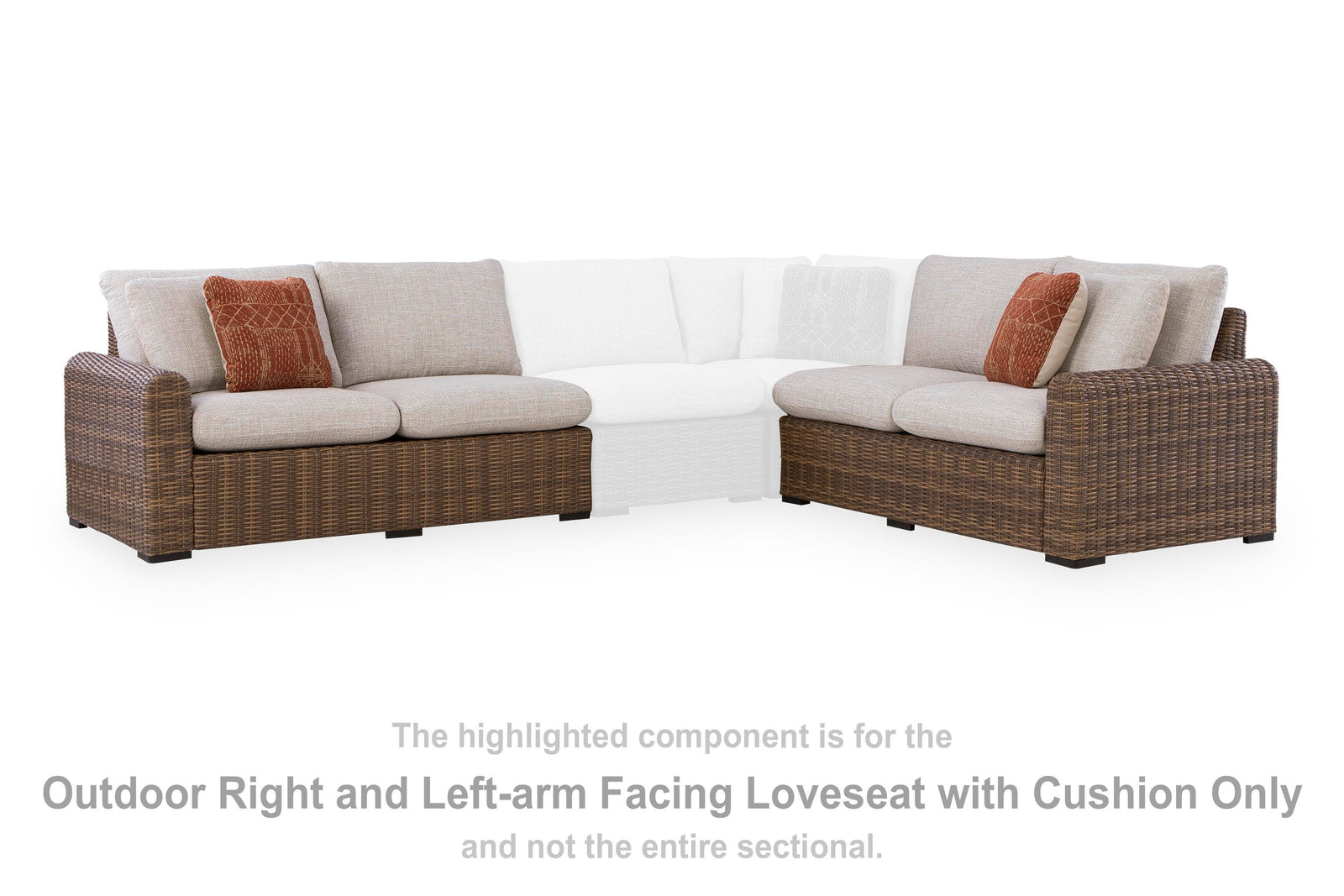 Dolan Creek Outdoor Right and Left-arm Facing Loveseat with Cushion (Set of 2) - Beige (2)