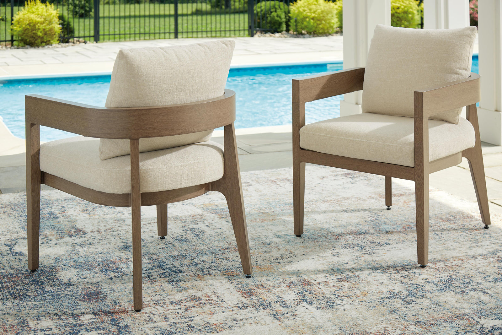 Serene Bay Outdoor Dining Arm Chair with Cushion (Set of 2) - Dark Brown (2)