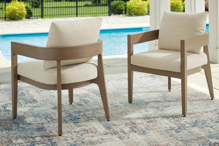 Serene Bay Outdoor Dining Arm Chair with Cushion (Set of 2) - Dark Brown (2)