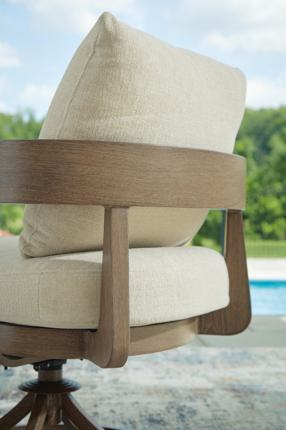 Serene Bay Outdoor Swivel Dining Chair with Cushion (Set of 2) - Dark Brown (8)