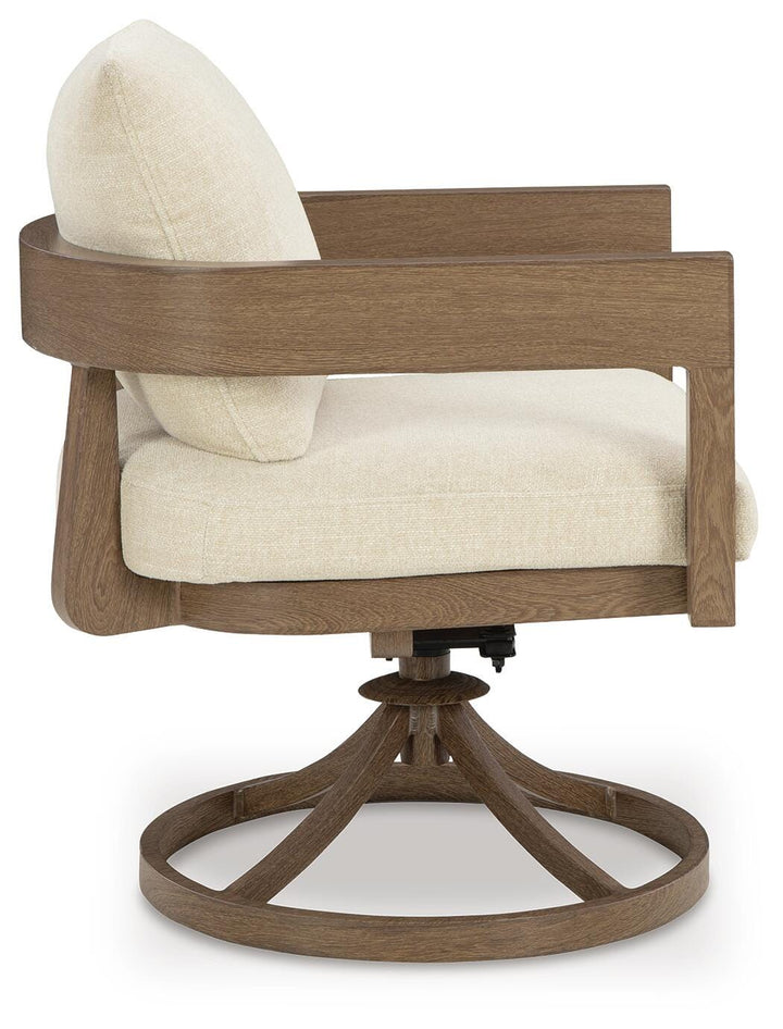 Serene Bay Outdoor Swivel Dining Chair with Cushion (Set of 2) - Dark Brown (5)