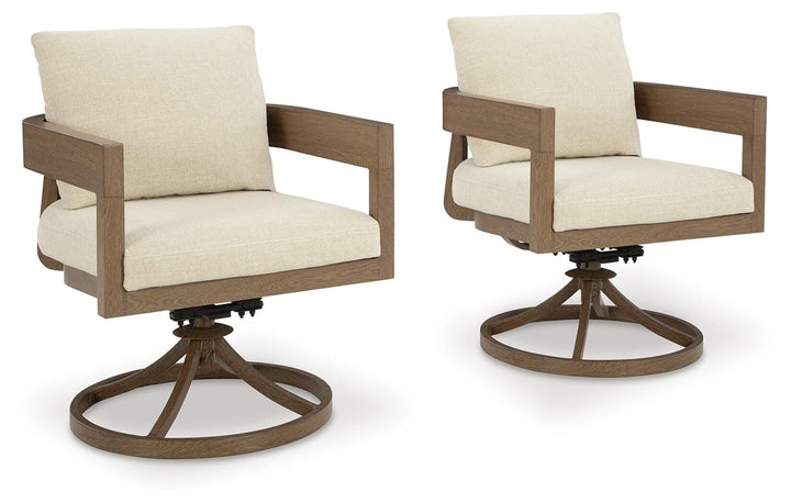 Serene Bay Outdoor Swivel Dining Chair with Cushion (Set of 2) - Dark Brown (1)