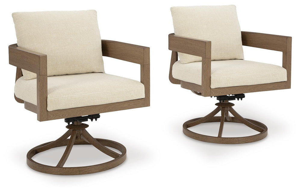 Serene Bay Outdoor Swivel Dining Chair with Cushion (Set of 2) - Dark Brown (1)