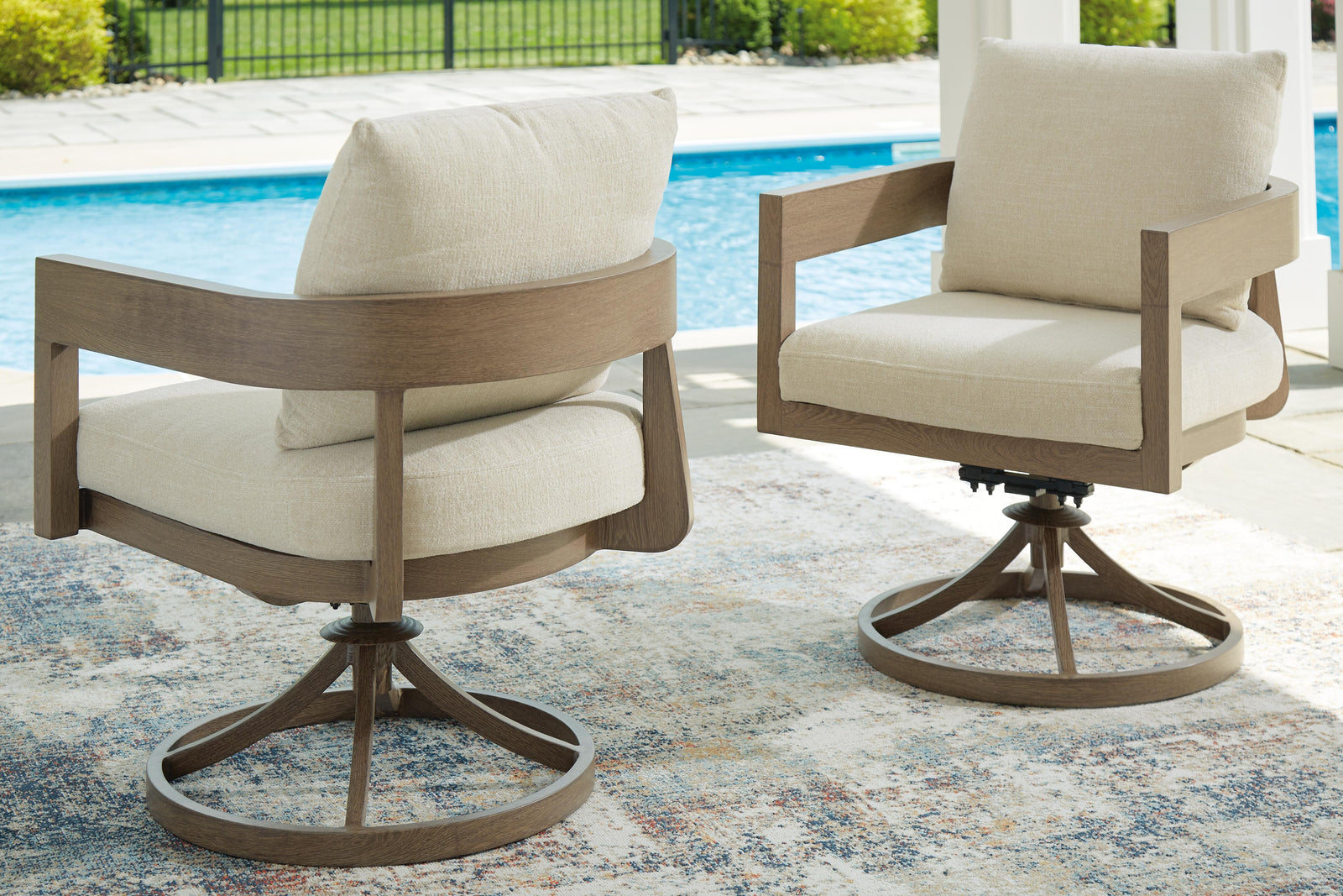 Serene Bay Outdoor Swivel Dining Chair with Cushion (Set of 2) - Dark Brown (2)