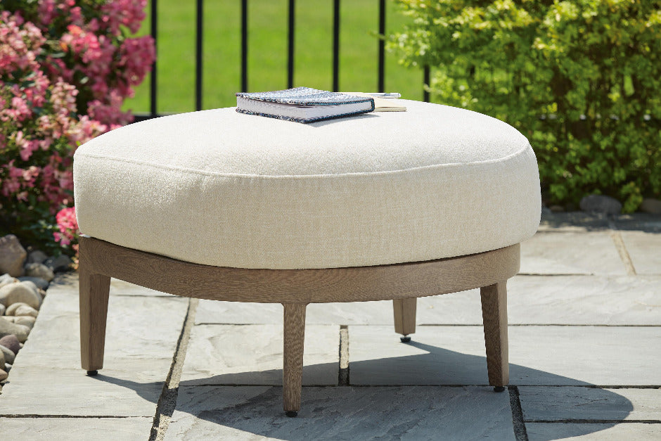 Serene Bay Outdoor Ottoman with Cushion - Dark Brown (2)