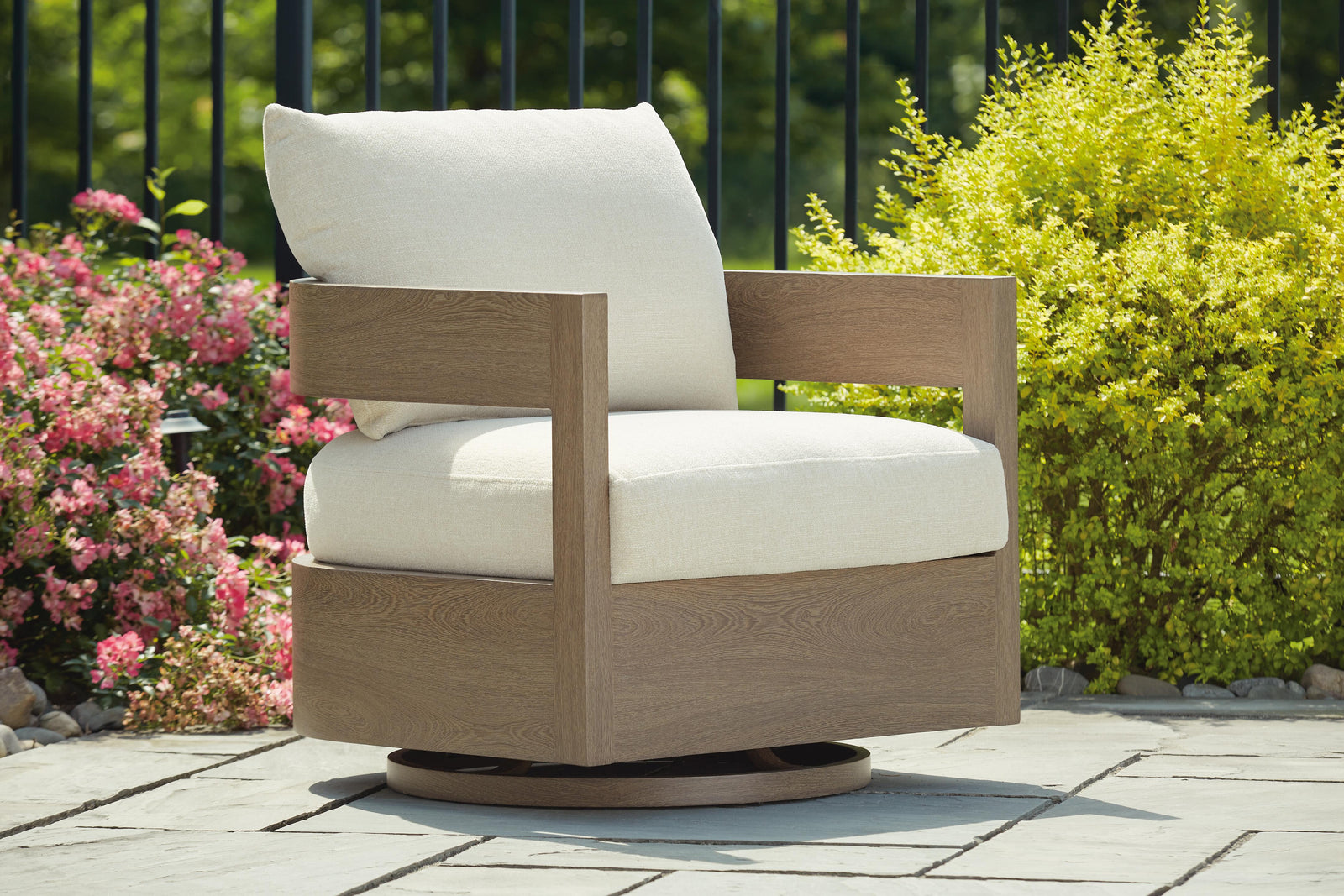 Serene Bay Outdoor Swivel Glider Chair with Cushion - Dark Brown (2)