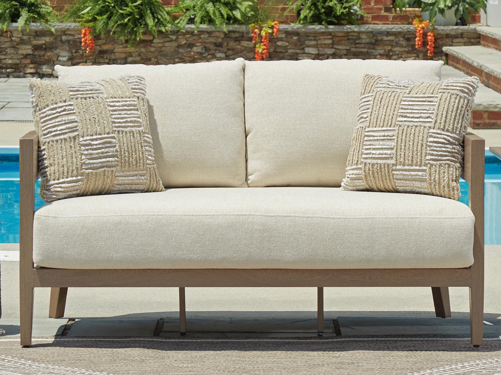 Serene Bay Outdoor Loveseat with Cushion - Dark Brown (2)