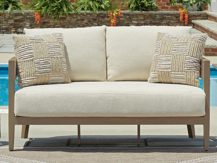 Serene Bay Outdoor Loveseat with Cushion - Dark Brown (2)