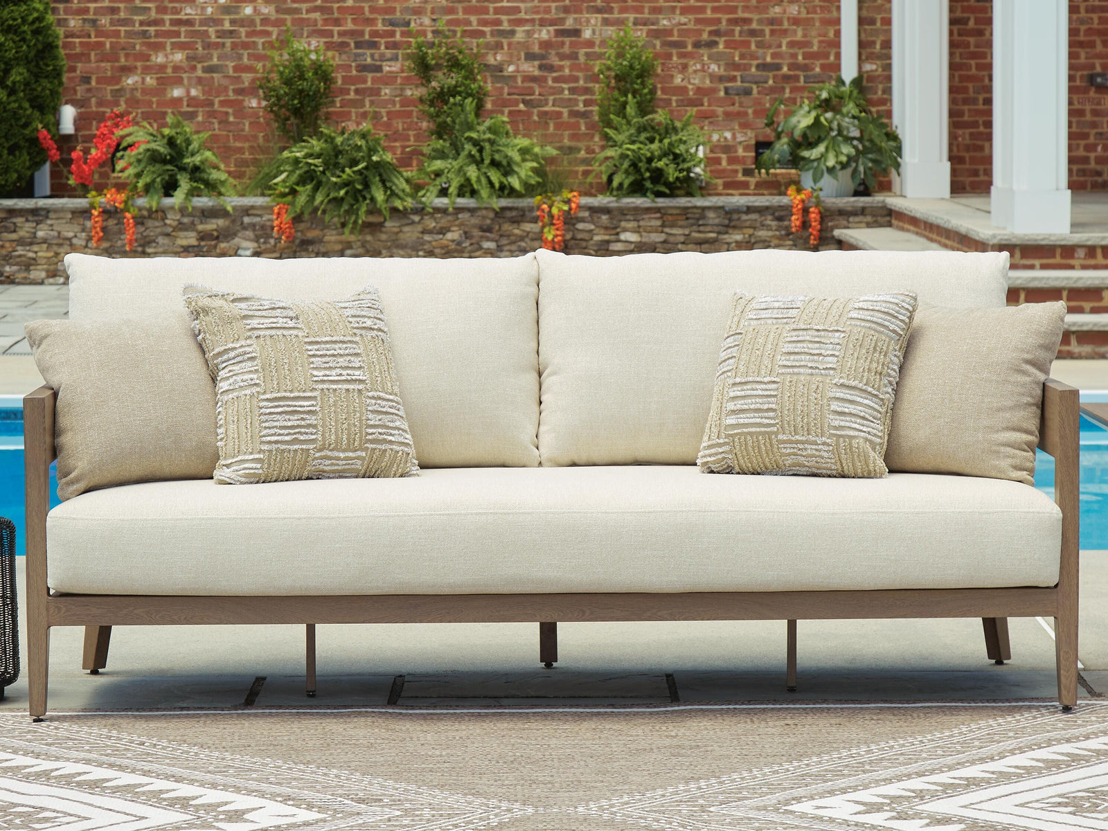 Serene Bay Outdoor Sofa with Cushion - Dark Brown (2)