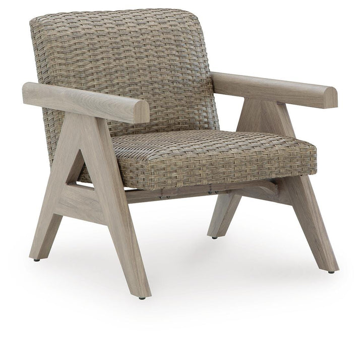 Cliff Trails Outdoor Rocking Lounge Chair - Beige (1)