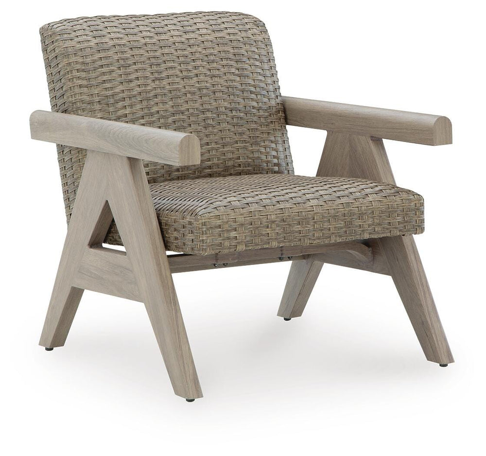 Cliff Trails Outdoor Rocking Lounge Chair - Beige (1)