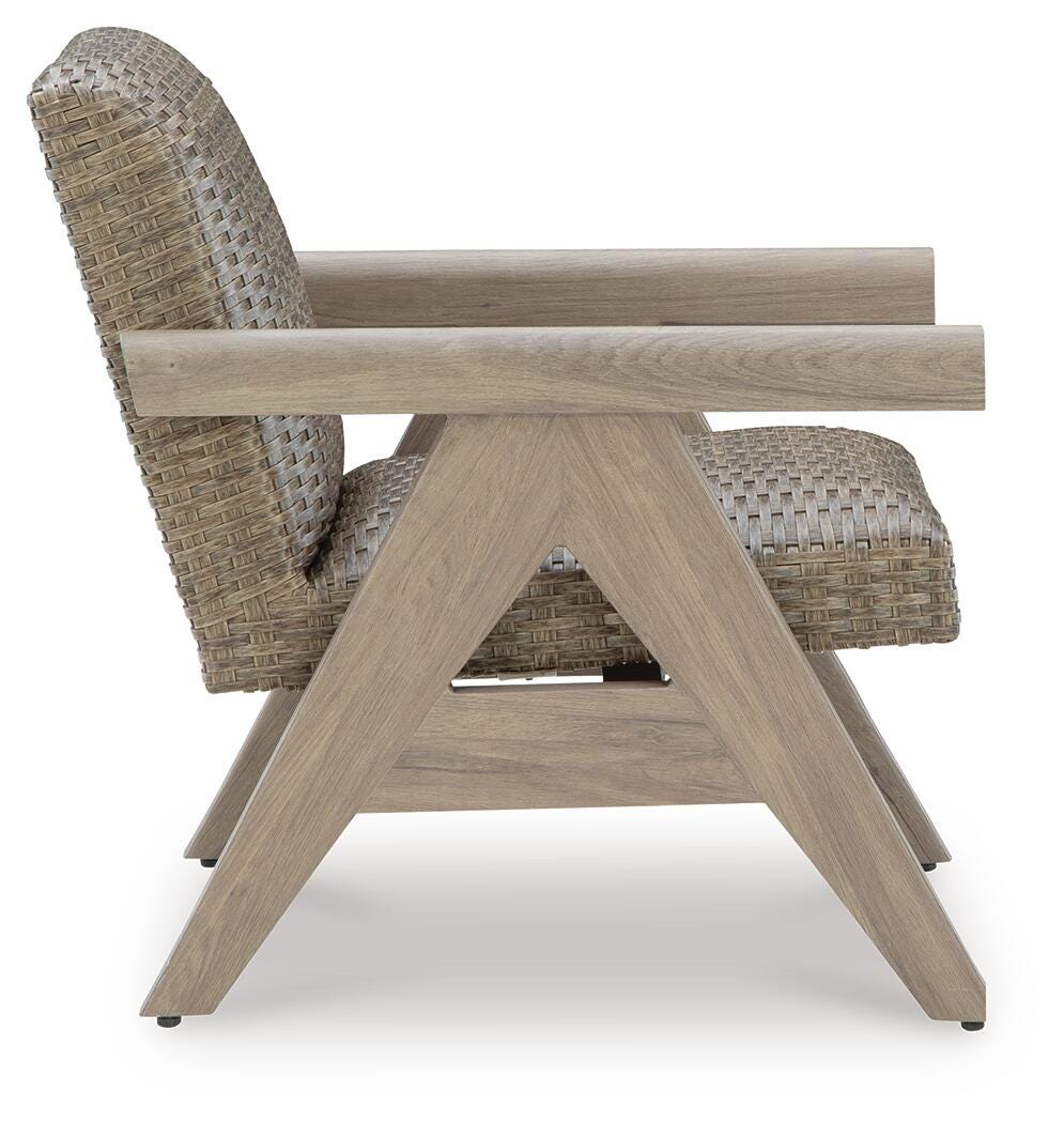 Cliff Trails Outdoor Rocking Lounge Chair - Beige (4)