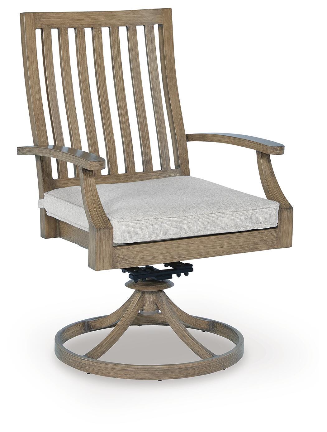 Rainier Ranch Outdoor Swivel Chair with Cushion (Set of 2) - Beige (3)