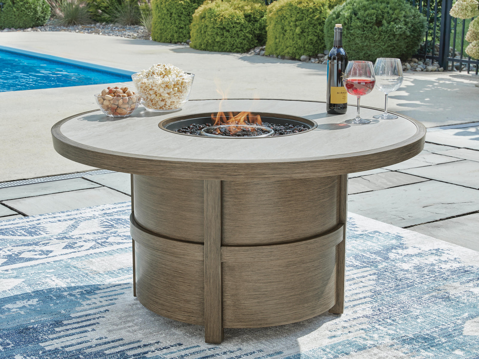 Rainier Ranch Fire Pit Table - Beige (2)