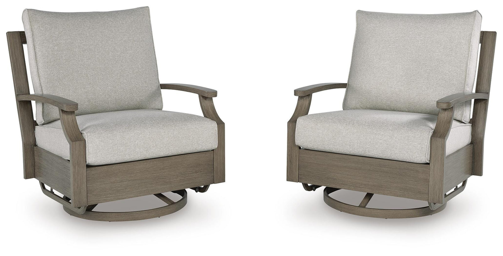 Rainier Ranch Outdoor Swivel Glider Chair with Cushion - Beige (1)