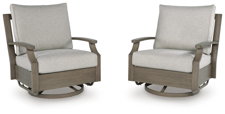 Rainier Ranch Outdoor Swivel Glider Chair with Cushion - Beige (1)