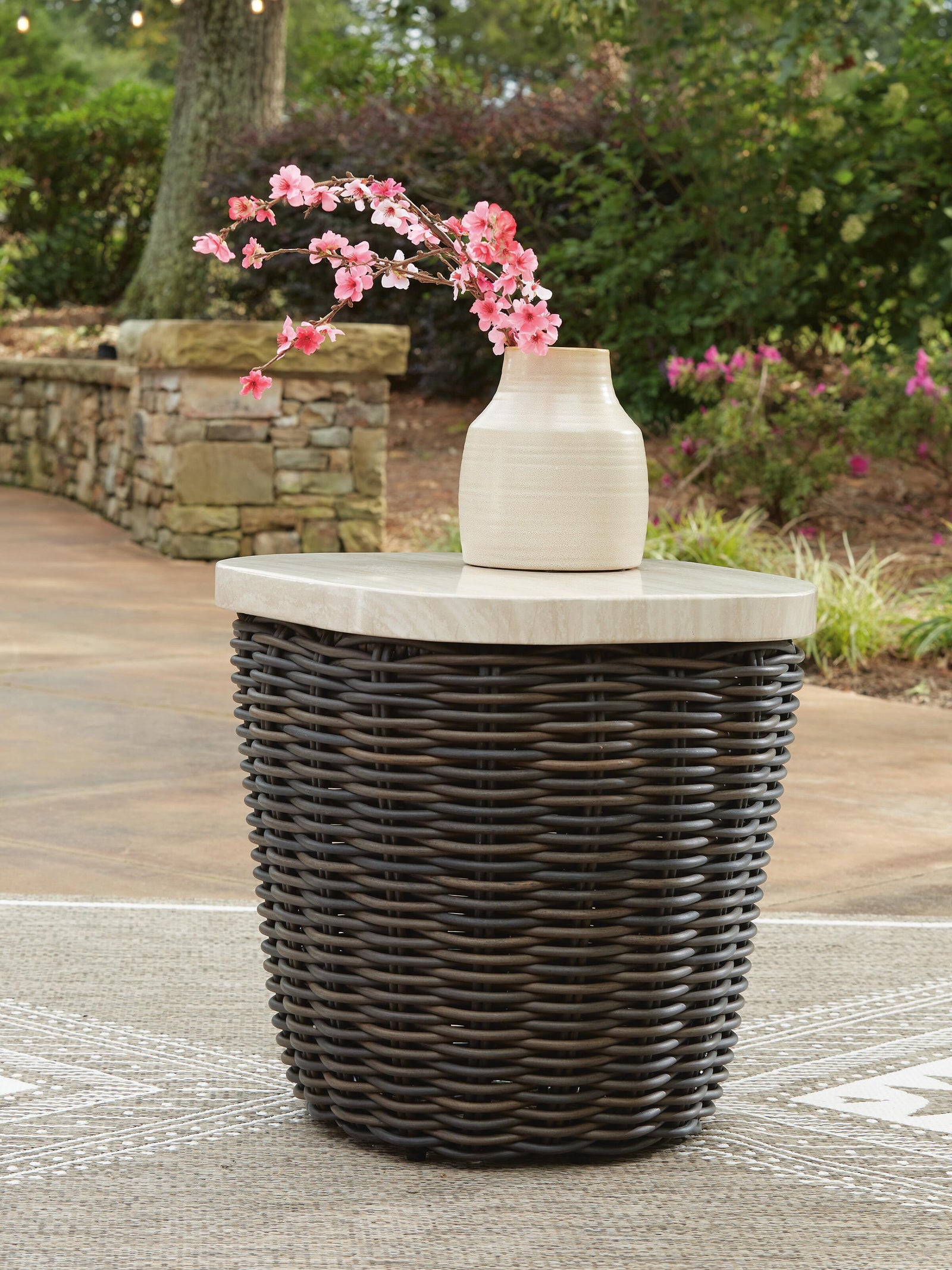 Kimora Outdoor End Table - Dark Brown (2)