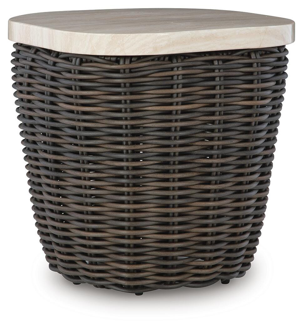 Kimora Outdoor End Table - Dark Brown (1)