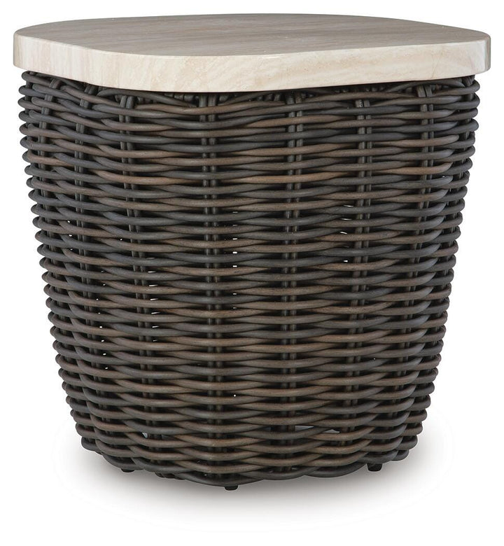 Kimora Outdoor End Table - Dark Brown (1)