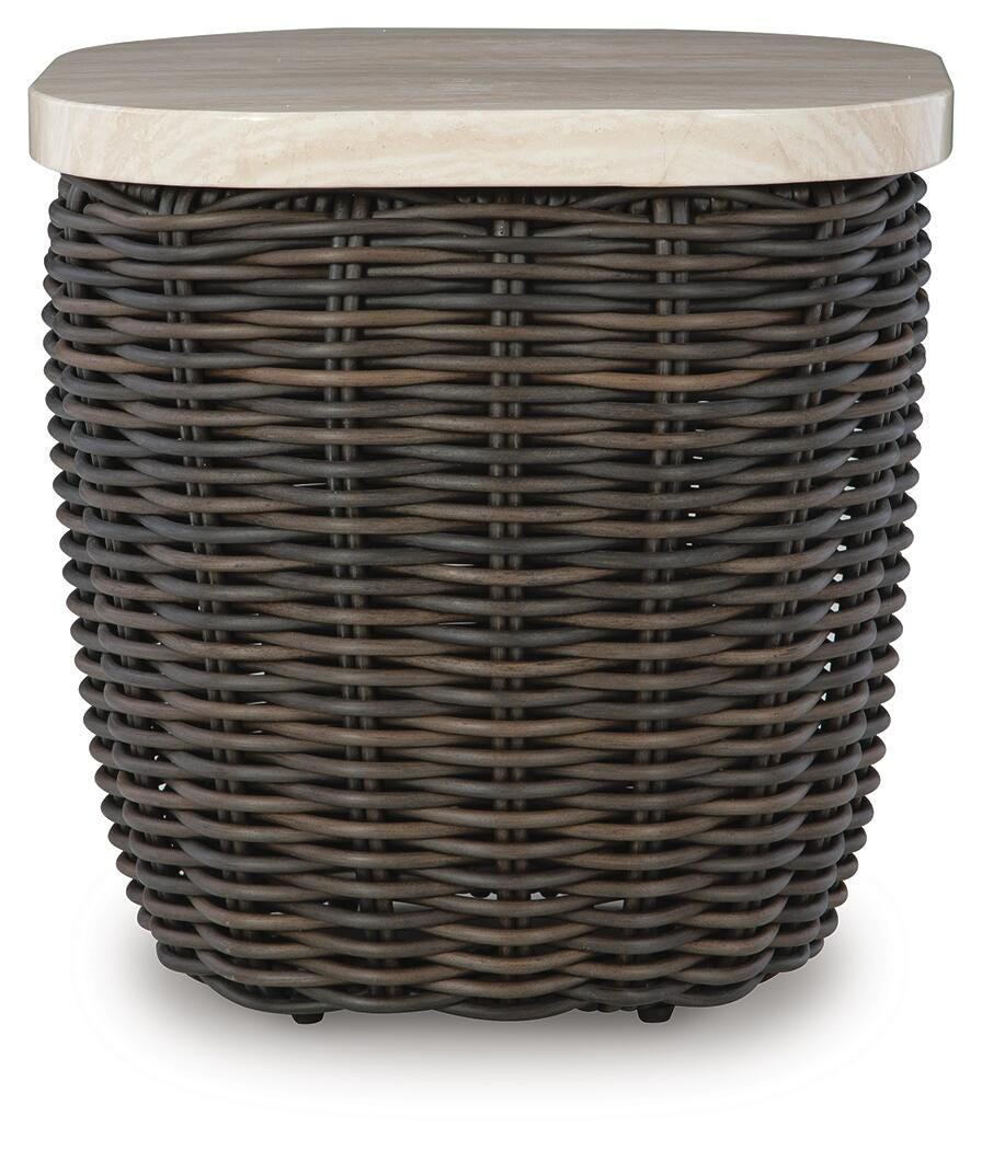 Kimora Outdoor End Table - Dark Brown (3)