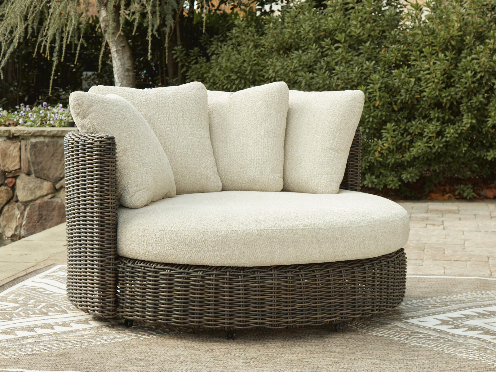 Kimora Outdoor Swivel Lounge Chair with Cushion - Dark Brown (2)