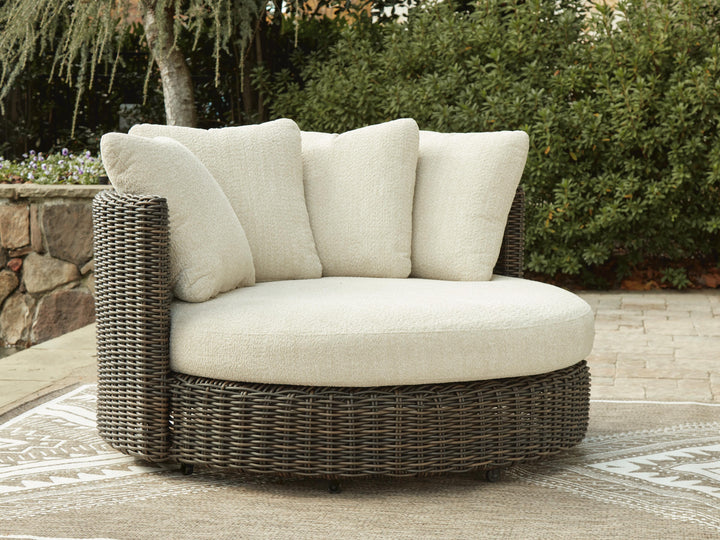 Kimora Outdoor Swivel Lounge Chair with Cushion - Dark Brown (2)