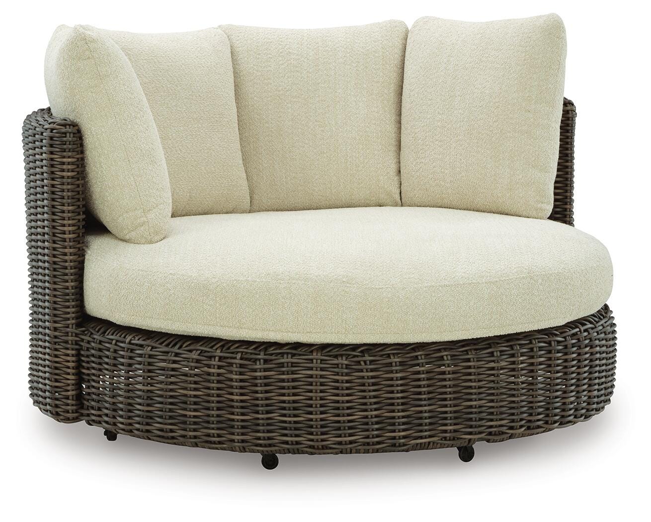 Kimora Outdoor Swivel Lounge Chair with Cushion - Dark Brown (1)
