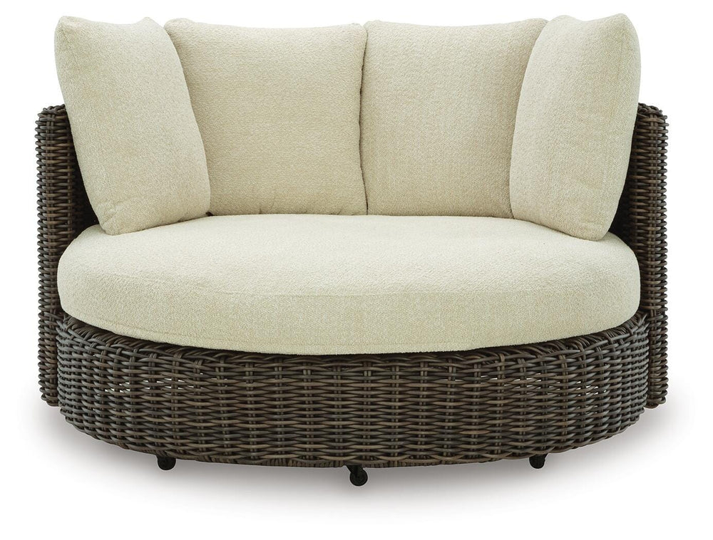 Kimora Outdoor Swivel Lounge Chair with Cushion - Dark Brown (3)