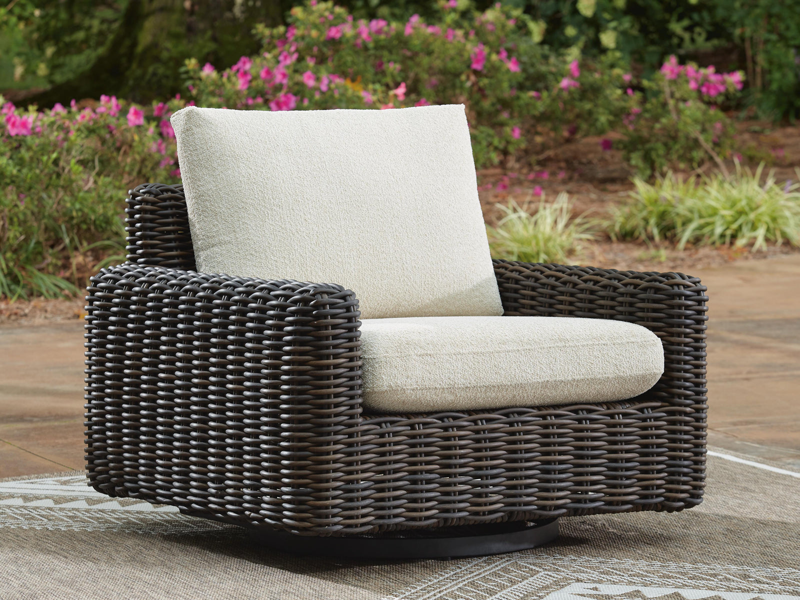 Kimora Outdoor Swivel Lounge Chair - Dark Brown (2)