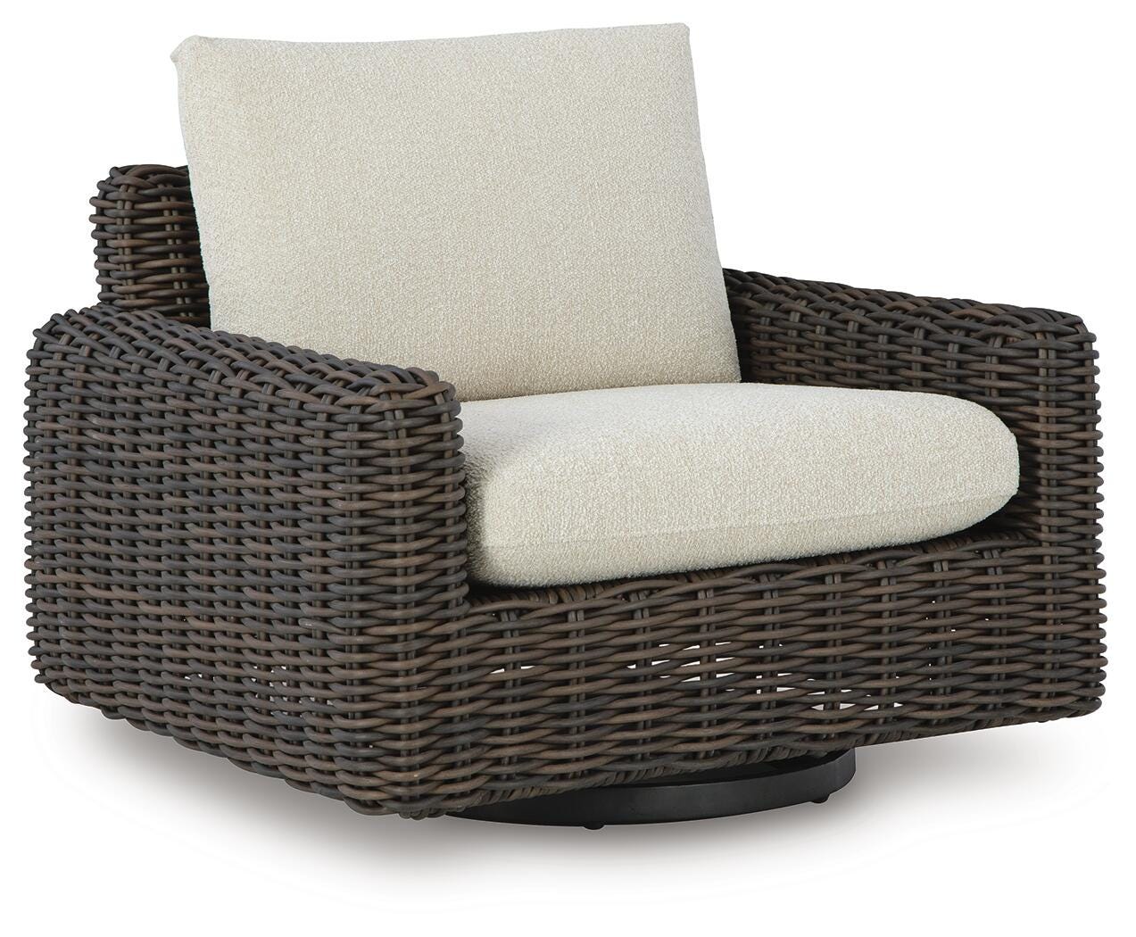 Kimora Outdoor Swivel Lounge Chair - Dark Brown (1)