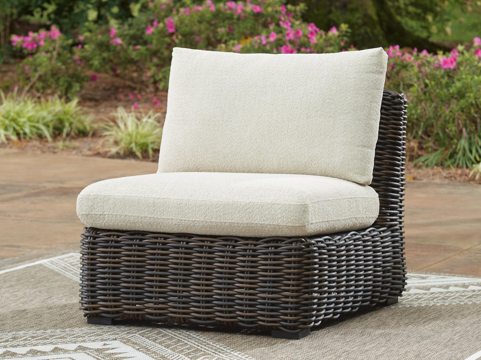 Kimora Outdoor Armless Chair with Cushion - Dark Brown (2)