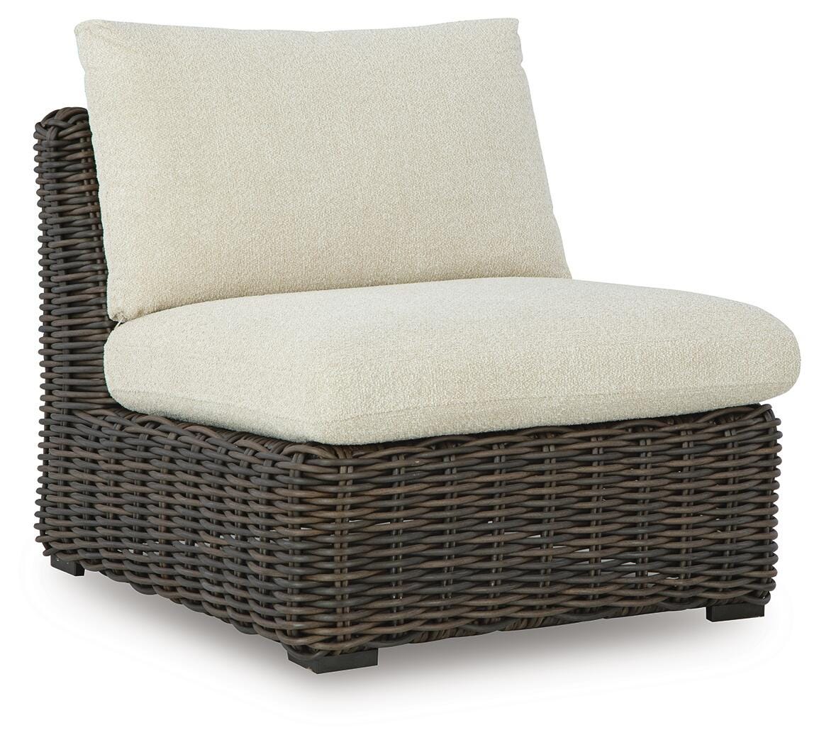 Kimora Outdoor Armless Chair with Cushion - Dark Brown (1)