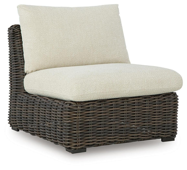 Kimora Outdoor Armless Chair with Cushion - Dark Brown (1)