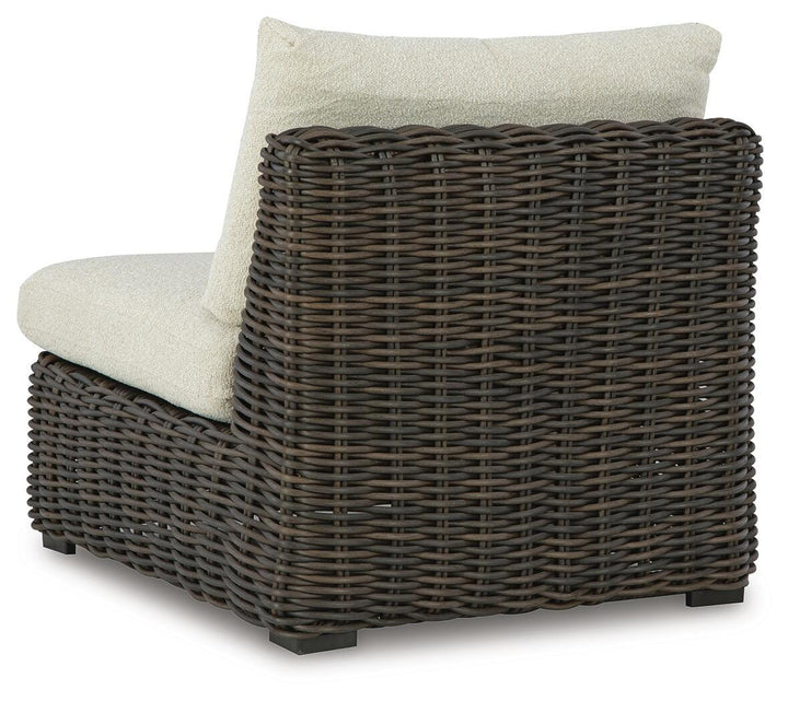 Kimora Outdoor Armless Chair with Cushion - Dark Brown (5)