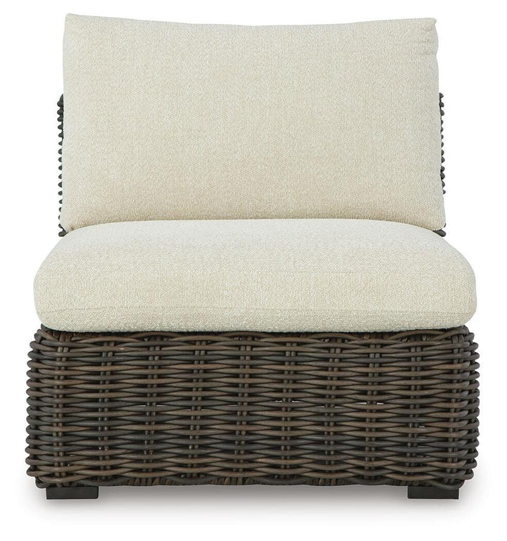 Kimora Outdoor Armless Chair with Cushion - Dark Brown (3)