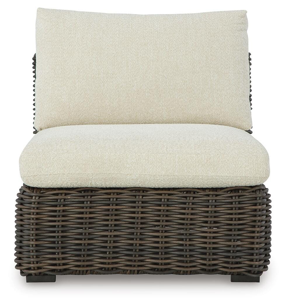 Kimora Outdoor Armless Chair with Cushion - Dark Brown (3)