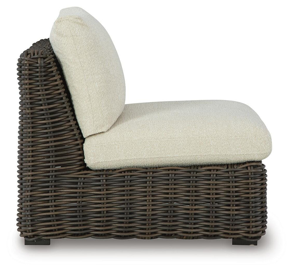 Kimora Outdoor Armless Chair with Cushion - Dark Brown (4)
